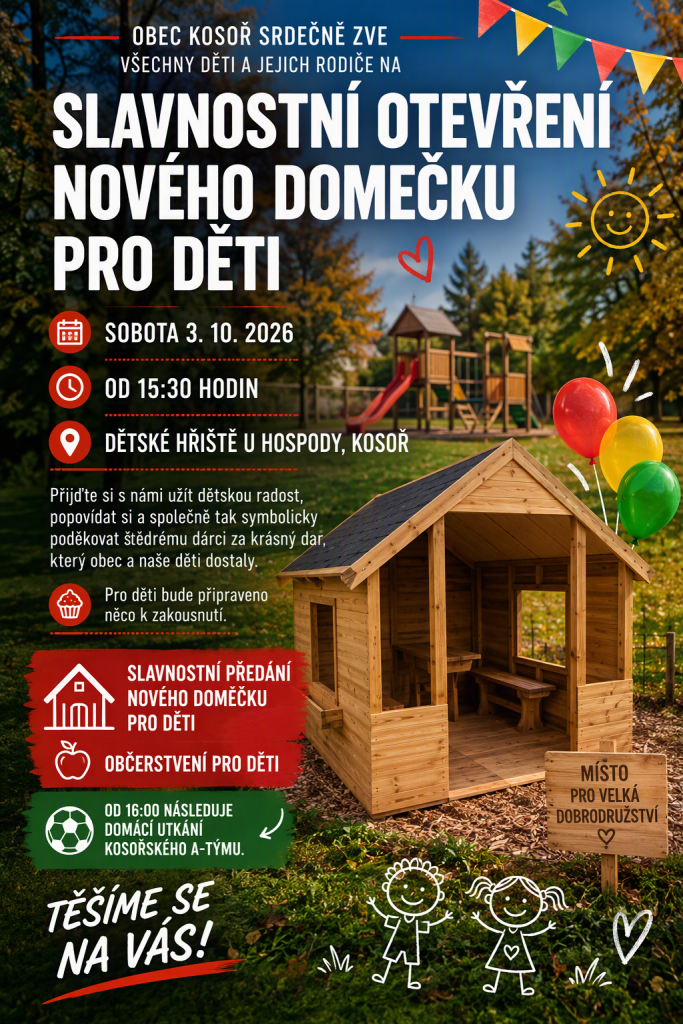 pozvánka na&nbsp;otevření dětského domečku